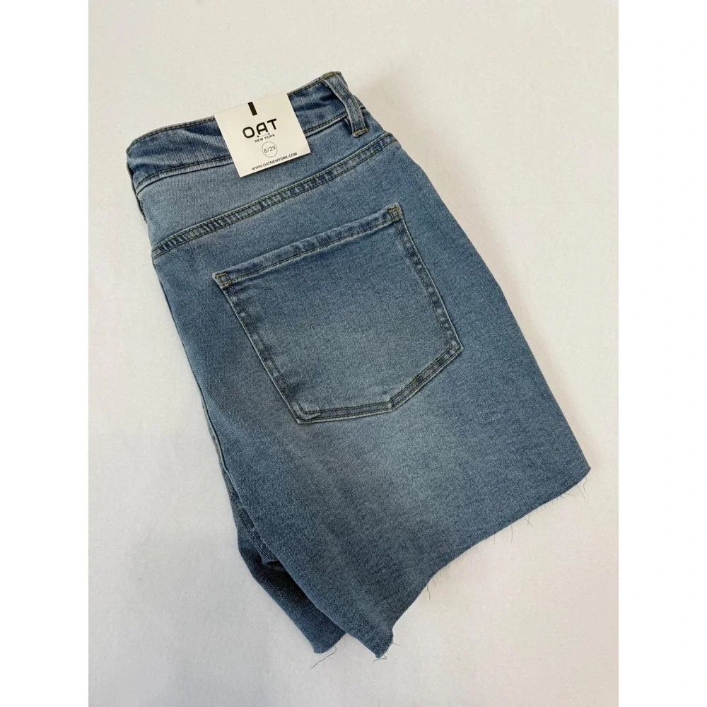 OAT New York Womens High Rise Raw Hem Denim Shorts‎ Blue Size 8/29 S0024-CA